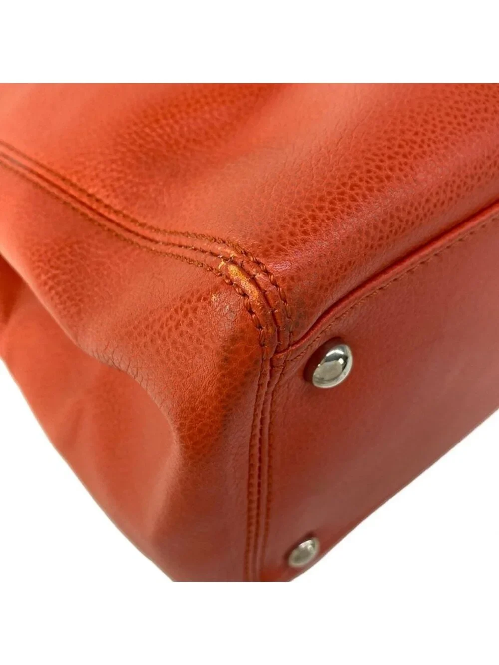Chanel Tote Executive Line Orange Silver Leather